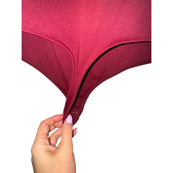 Express Body Contour Burgundy Thong Bodysuit XL Classic Stretch Basic Tank Top - Picture 4 of 5